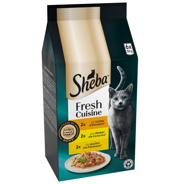 Sheba Fresh Cuisine Taste of Rome Turkey & Chicken & Poultry in Gravy Pouches 8 x 6 x 50g